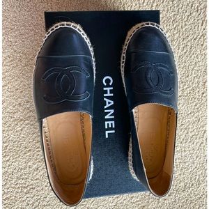 CHANEL Espadrilles Lambskin Black 36 - like new